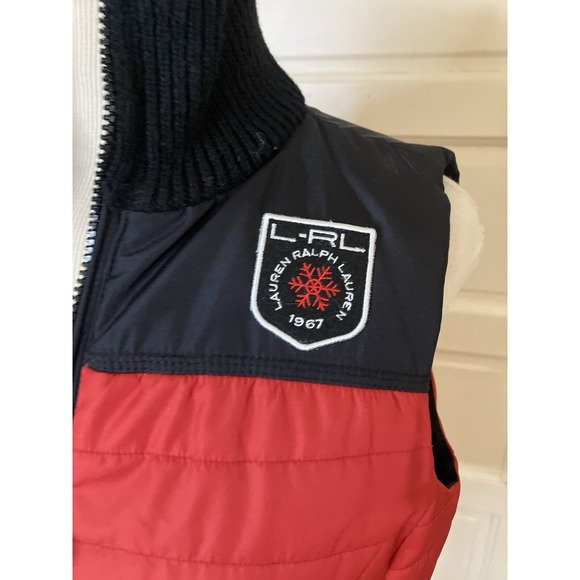 Ralph Lauren Vest  Puffer Size M  Red Black Sleeveless Logo Grannycore - Picture 2 of 9